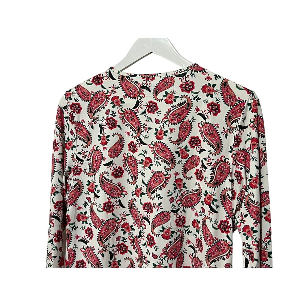 LANDS' END WOMENS SIZE LARGE PINK WHITE PAISLEY LONG SLEEVE RASHGUARD SWIM TOP - Picture 6 of 10